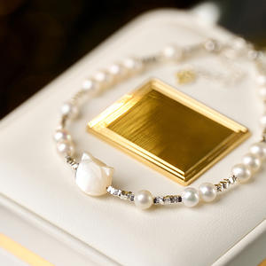 Zhuji White Butterfly Shell <b>Bracelet</b> Freshwater <b>Pearl</b> Bangle with Popular Xiaohongshu & Cat Broken <b>Silver</b> Layers Popular Item - Product Image 5