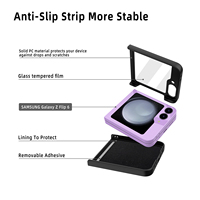 Kedatangan Baru Pelindung Layar Kaca Tempered dengan Lapisan Mikrofiber di Dalam, Casing Ponsel Kulit untuk Samsung Z Flip 8 7 6 5 4.