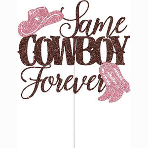 Vente en gros de papier de Cowboy Topper chapeau de Cowboy botte fer à <span class=keywords><strong>cheval</strong></span> <span class=keywords><strong>thème</strong></span> Cowboy fête Dessert et cuisson décoration de <span class=keywords><strong>gâteau</strong></span> Topper - Product Image 3