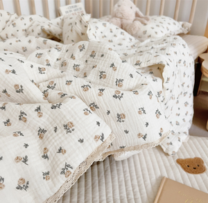 PLHAN Refroidissement Double Mousseline Gaze Motif Floral Multicouche Respirant Coton Mousseline Bébé Berceau Literie <span class=keywords><strong>Couette</strong></span> Couverture <span class=keywords><strong>Oreiller</strong></span> - Product Image 6