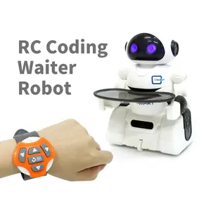 子供のための白いウェイターロボットおもちゃ子供はラジオRCコーディングリモートコントロールロボットを見る