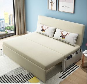 Divano Letto Multifunzione in Legno Senza Braccioli Pieghevole per Soggiorno - Product Image 4