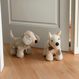 Butée de porte décorative en tissu, motif chien de dessin animé, forme pouf, poupée mignonne, anti-vent, anti-collision, fixation au sol, usage domestique quotidien - Product Image 1