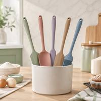 Ensemble de 5 ustensiles en silicone écologiques, résistants au four et au lave-vaisselle, sans BPA, anti-rayures, flexibles, outils pour lisser le beurre et la pâte