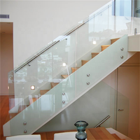 Bois rampes d'escalier en bois d'escalier étroite nez garde-corps en verre