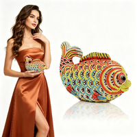 Sac de soirée en forme de poisson rouge incrusté de diamants, style européen et américain, pochette animalière ornée de diamants pour femme, un best-seller