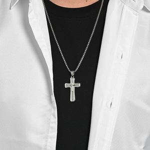 yunnique retro spiral cross necklace, men's niche punk style <b>titanium</b> steel non-fading jewelry, Dongguan manufactur - Product Image 2