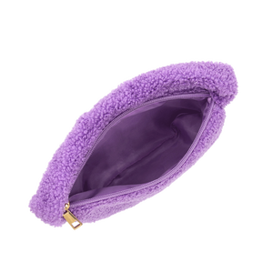 Nouveau sac de rangement Furry Girl Travel Essentials maquillage gonflé beauté pochette à fermeture éclair sac cosmétique moelleux grand logo personnalisé écologique - Product Image 4