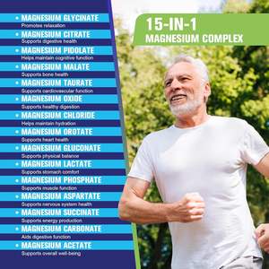 Capsule <span class=keywords><strong>de</strong></span> <span class=keywords><strong>magnésium</strong></span> OEM 15 en 1 avec glycinate <span class=keywords><strong>de</strong></span> <span class=keywords><strong>magnésium</strong></span>, citrate, malate, oxyde <span class=keywords><strong>de</strong></span> taurate, carbonate, <span class=keywords><strong>chlorure</strong></span>, supplément d'orotate - Product Image 6