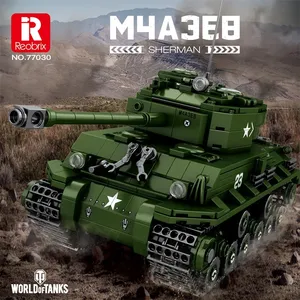Reobrix 77030 nueva serie de tanques WWII tanque de batalla principal modelo ladrillos Pantalla de escritorio niños DIY juguetes regalo juegos de bloques de construcción - Product Image 2