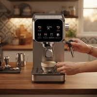 Machine à expresso électrique en acier inoxydable compatible UE/US, d'origine chinoise, pour usage domestique et professionnel, avec chauffage et extraction automatiques