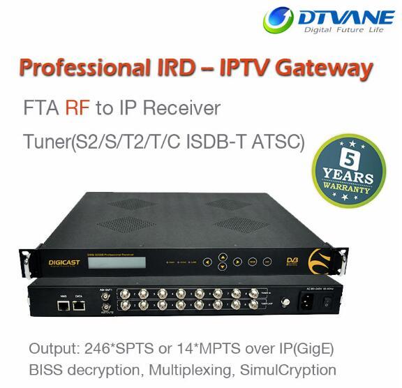 24 En 1 DVB a IP Gateway DVB-C/S/S2/ISDB-T al receptor de satélite IP equipo de radiodifusión de TV Digital