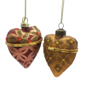 Blown Openable Filling Christmas Tree <strong>Glass</strong> <strong>Love</strong> Heart Shaped Ornaments Ball Gold Bauble for Xmas Hanging Decor - Product Image 6