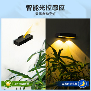 Projecteurs muraux LED solaires extérieurs étanches en aluminium pour éclairage paysager de jardin, indice de rendu des couleurs 80 Ra, durée de vie de 50 000 heures - Product Image 2