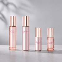 Flacon de parfum en verre transparent rose de haute qualité de 10 ml, flacon de parfum à bille en métal rond de 5 ml pour huile essentielle