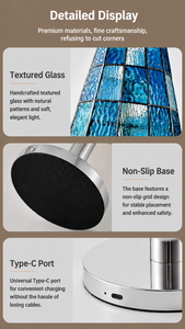 <span class=keywords><strong>Lampe</strong></span> de table en verre mosaïque <span class=keywords><strong>Tiffany</strong></span> vintage nordique du milieu du siècle, lumière d'ambiance rétro de luxe pour restaurant, bar, décoration de chambre - Product Image 6