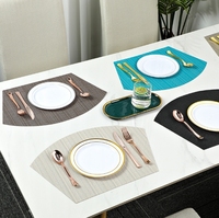 Nappe/Tableau décoratif moderne en PVC en forme d'éventail, non lavable, imperméable et isolant thermique, sous-verre/sous-tasse