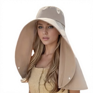 Chapeau de soleil d'été décontracté à large bord, respirant, pour activités de plein air, pêche, avec couvre-cou intégré, protection UV, rayé, pour adultes - Product Image 4