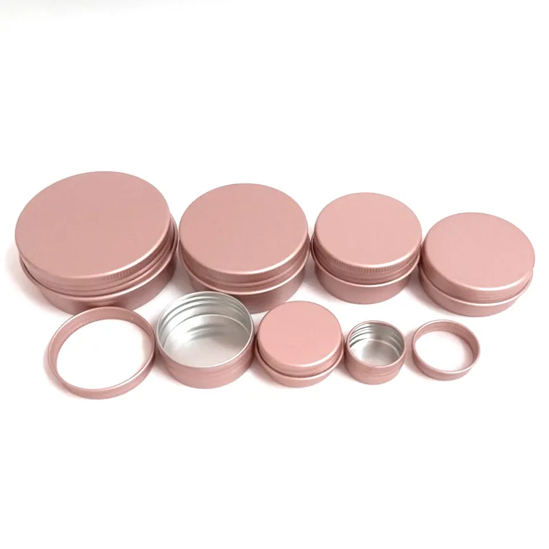 Envases de aluminio redondos de Metal, color oro rosa, 5g, 10g, 15g, 20g, 30g, 50g, 60g, latas de lata para té en polvo y crema