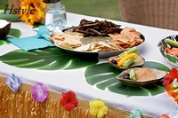 Décorations de fête Luau / Fournitures de fête Moana 36x Guirlandes de fleurs hawaïennes Feuilles tropicales et jupe en herbe pour table de buffet SD764