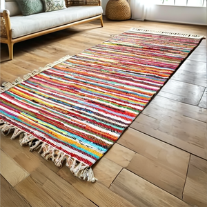 Alfombra Rectangular Lavable de Estilo Boho, Reversible, de Algodón Tejido, de Pelo Medio y Grueso, para el Hogar o el Pasillo - Product Image 2