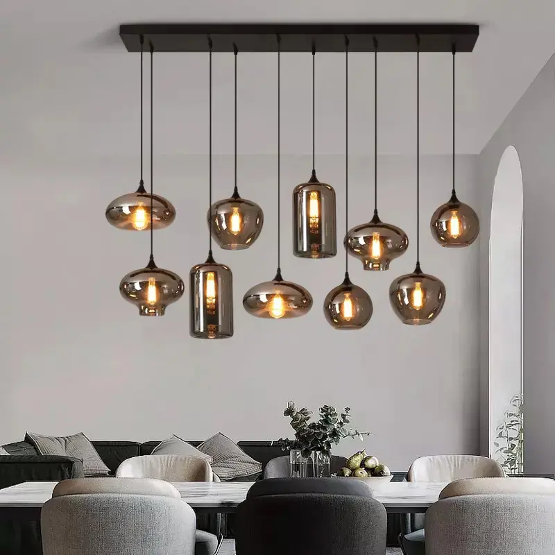 Kasanto DIY Hanging Geometric Ball Hand Blown Glass Chandelier Lamps Home Decor Luxury Ceiling Chandeliers Modern Pendant Lights