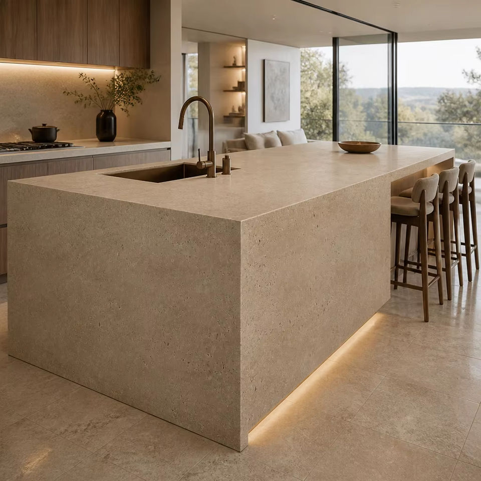 Prime Lot Natural Large Size Vein Cut Tuscan Beige Travertine Slab For ...