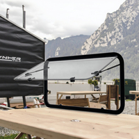 Vente directe usine : Fenêtres latérales d'angle pour camping-car, en aluminium et acrylique, avec isolation thermique, cadre noir, moustiquaire et pare-soleil