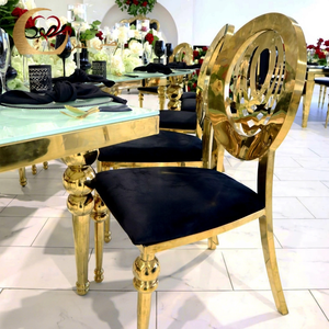 Golden Stackable Stainless Steel Throne Wedding Dining <b>Chair</b> with PU Leather and Modern Design for Outdoor Apartment Kitchen Use - Product Image 1