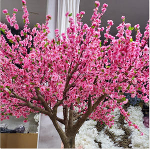 人工的な桃の花桜の結婚式ホームレストランパーティーデコレーションPEプラスチックグラスオリーブリーフ屋外生活装飾 - Product Image 6