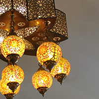 Lustre en verre de fer décoratif de style musulman doré de luxe pour le hall de la mosquée