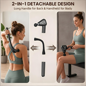 Pistola <span class=keywords><strong>de</strong></span> <span class=keywords><strong>Masaje</strong></span> Muscular 2 en 1 Desmontable OEM/ODM, Inalámbrica, <span class=keywords><strong>de</strong></span> Percusión Profunda para Recuperación en Gimnasio, Venta al por Mayor con 4 Cabezales - Product Image 3