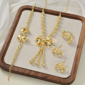 Elegant copper wholesale lustrous bow tassel necklaces <b>bangles</b> pendant earrings fine rings for formal gathering jewelry <b>set</b> - Product Image 5