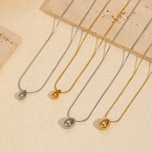 Collier pendentif goutte d'eau en acier inoxydable 26 mm Or Argent Simple et Tendance Chaîne de Clavicule - Product Image 2