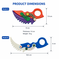 Couteau Karambit pliable en PLA imprimé en 3D personnalisé, lame unique transformable, mini jouet anti-stress pour les 14 ans et plus Oddcraft