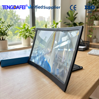 12-Inch Curved Mobile Phone Screen Magnifier 3-4X HD Enlarged Stand Hand-Free Eye Protection Plastic Gaming Binge Watching Live