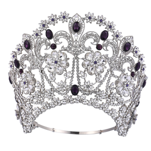 Grande Tiara Nuziale in Metallo, Gioiello da Regina, Ornamento Regolabile, Corona con Strass per Sposa, Anniversario, Concorso di Bellezza, Miss World, Oro - Product Image 4
