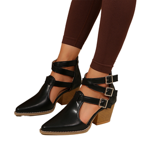 Sandalias puntiagudas de tacón alto para mujer europea americana estilo británico zapatos de moda transfronterizos hebilla de cinturón tacón grueso para <span class=keywords><strong>Amazon</strong></span> - Product Image 1