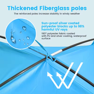 Carpa de Playa con Protección Solar UPF50+ UV, Toldo Portátil Ventilado para Acampar en Familia, Sombrilla de Playa, Cabaña de Playa - Product Image 5