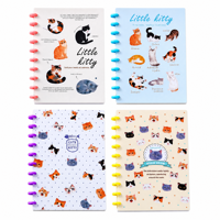 Cuaderno B5 con diseño de gatito y orificios de hongo, encuadernación de disco, patrón de gato, 80 hojas, 100 g/m², rayado, regalo escolar para niños, papelería al por mayor