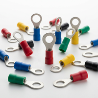 Bornes annulaires isolées multicolores en cuivre haute conductivité, connecteurs de câbles robustes pressés à froid, finition étain mat