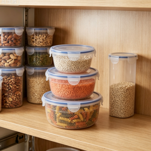 Ensemble de 3 boîtes de rangement alimentaire en plastique transparent empilables pour fruits et légumes - Product Image 1