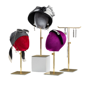 Tête de mannequin en toile de lin velours personnalisé support de chapeau casquette <span class=keywords><strong>porte</strong></span>-vitrine casquette tissu rose hommes femme tête de mannequin noire pour afficher la perruque - Product Image 1