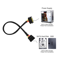 Cable de extensión de alimentación macho a hembra SATA15Pin trenzado de nailon de 0,3 m 18AWG Serial SATA Disco duro PC Cables convertidores de potencia