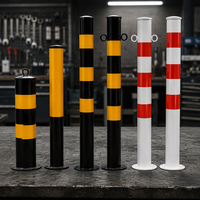 Poteau de borne de stationnement amovible en acier, barrière de stationnement durable de qualité ingénierie, jaune et noir réfléchissant, sans signal sonore d'avertissement