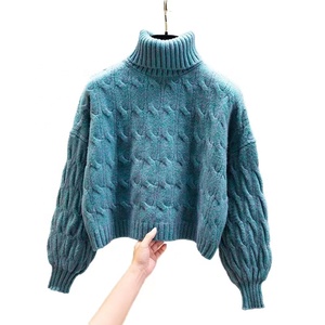 Suéter grueso de <span class=keywords><strong>cuello</strong></span> <span class=keywords><strong>alto</strong></span> para <span class=keywords><strong>mujer</strong></span>, suéter acrílico de punto, cálido, de invierno, con Color personalizado, venta al por mayor - Product Image 2