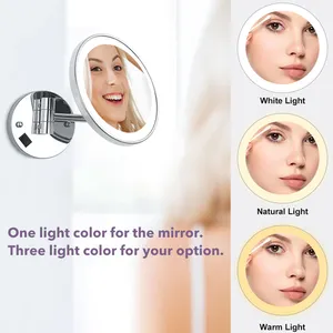 5X Magnifying Bathroom Mirror With Light Orb Decorate Wall Mirror Touch Dimming Hotel Use Makeup Mirror