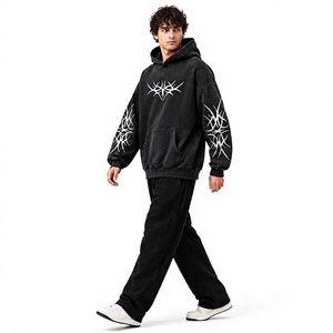 Wholesale Unisex Black Oversized Pullover <b>Hoodie</b> 100% Cotton Fleece Streetwear Breathable Custom Design Factory Supplier - Product Image 4