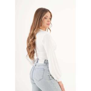 Chemisier Chic Femme Col V en Tissu Tricoté à Motifs Floraux, Buste Drapé avec Col Volanté, Tailles XL - Idéal pour le Bureau et les Fêtes - Product Image 1