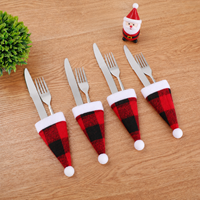 Topi Santa Natal Mini dari Kain Felt Ramah Lingkungan, Model Die-Cut, Warna Merah Putih Klasik, Perlengkapan Pesta Natal, Penutup Botol